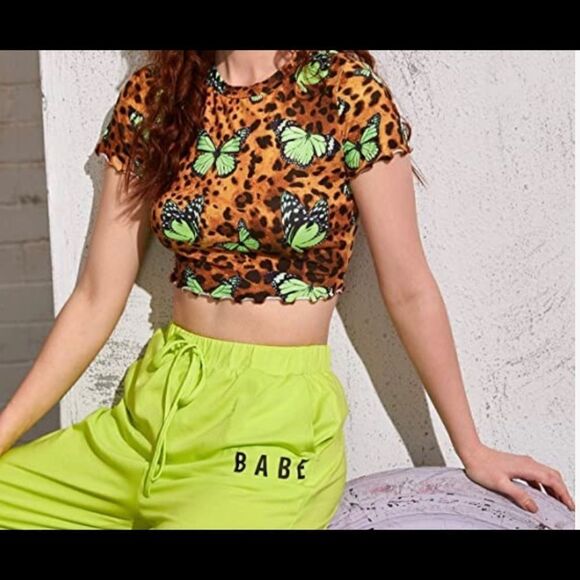 Butterfly  casual crop top Y2K - Picture 4 of 9